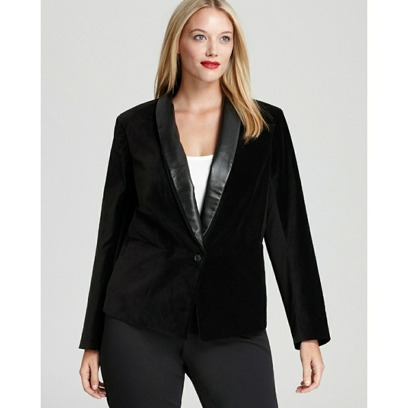 🆕 DKNYC Velvet Faux Leather Trim Black Jacket 18W - Picture 2 of 5